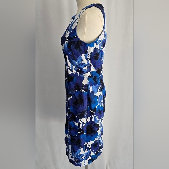 Lauren Ralph Lauren Blue Floral Sleeveless Cotton Sheath Dress Sz. 4 - Picture 5 of 10